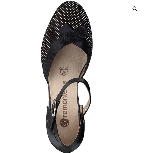 Remonte Black Polka Dot Mary Jane Heels Shoes - Picture 3 of 10